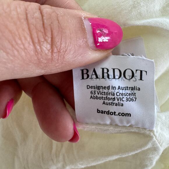 Bardot Dress Womens 8 Butter Yellow Gingham Lucy Mini Puff‎ Sleeve Cotton - Picture 8 of 15